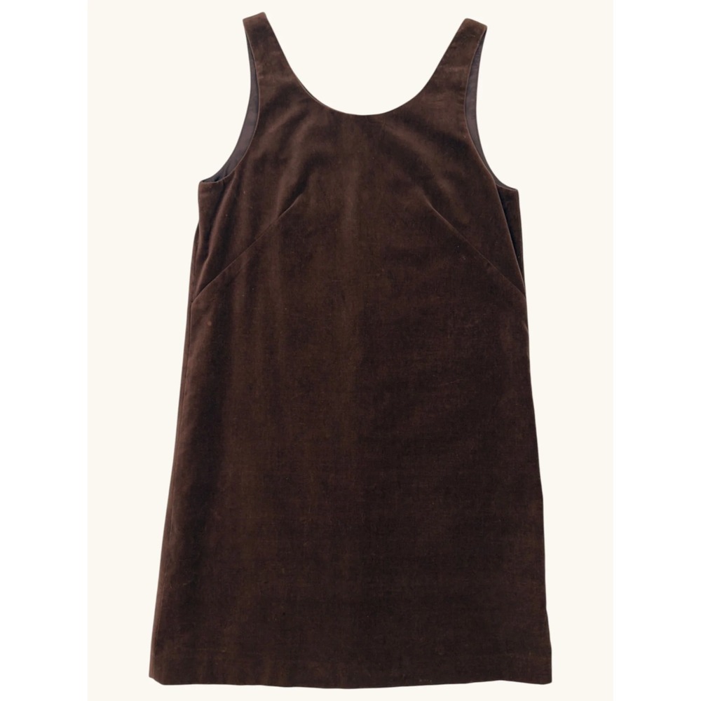 Vintage Talbots Brown Velvet Jumper Dress Sleeveless Pinafore Shift Mini 6